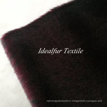 Wine Red Raccoon Faux Fur with Black Spot Printed Fake Fur